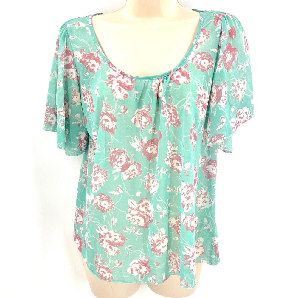 Kimchi Blu Womens Top M Blue Cottagecore Floral Fairy Romantic Feminine Softgirl